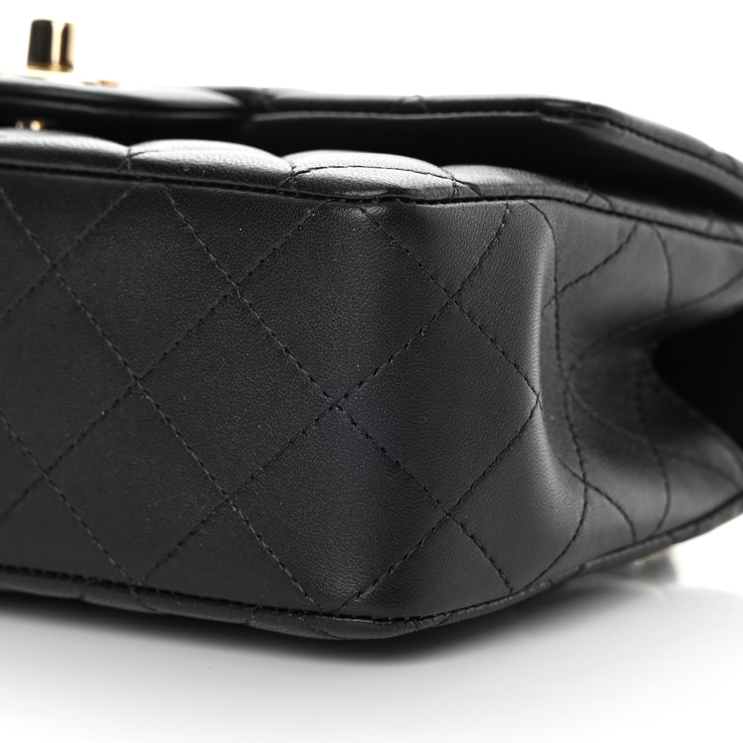Lambskin Quilted Mini Top Handle Rectangular Flap Black