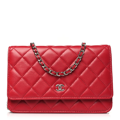 Chanel Lambskin Quilted Wallet On Chain WOC Red 1 of 11