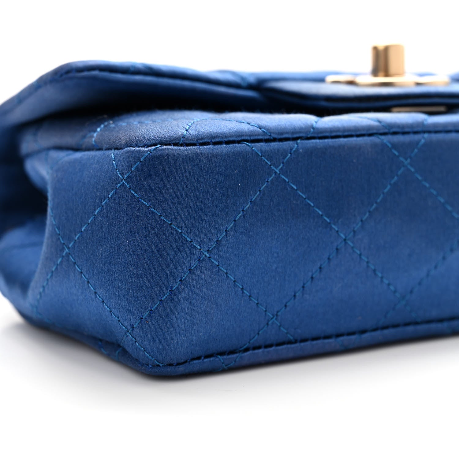 Chanel Satin Quilted Extra Mini Rectangular Flap Blue 9 of 13