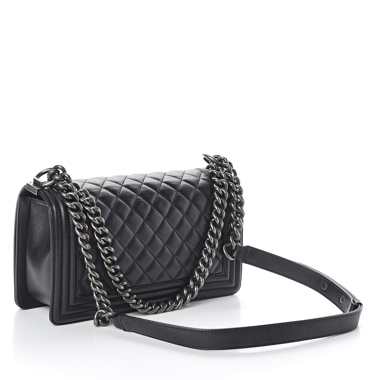 Lambskin Quilted Medium Boy Flap Black