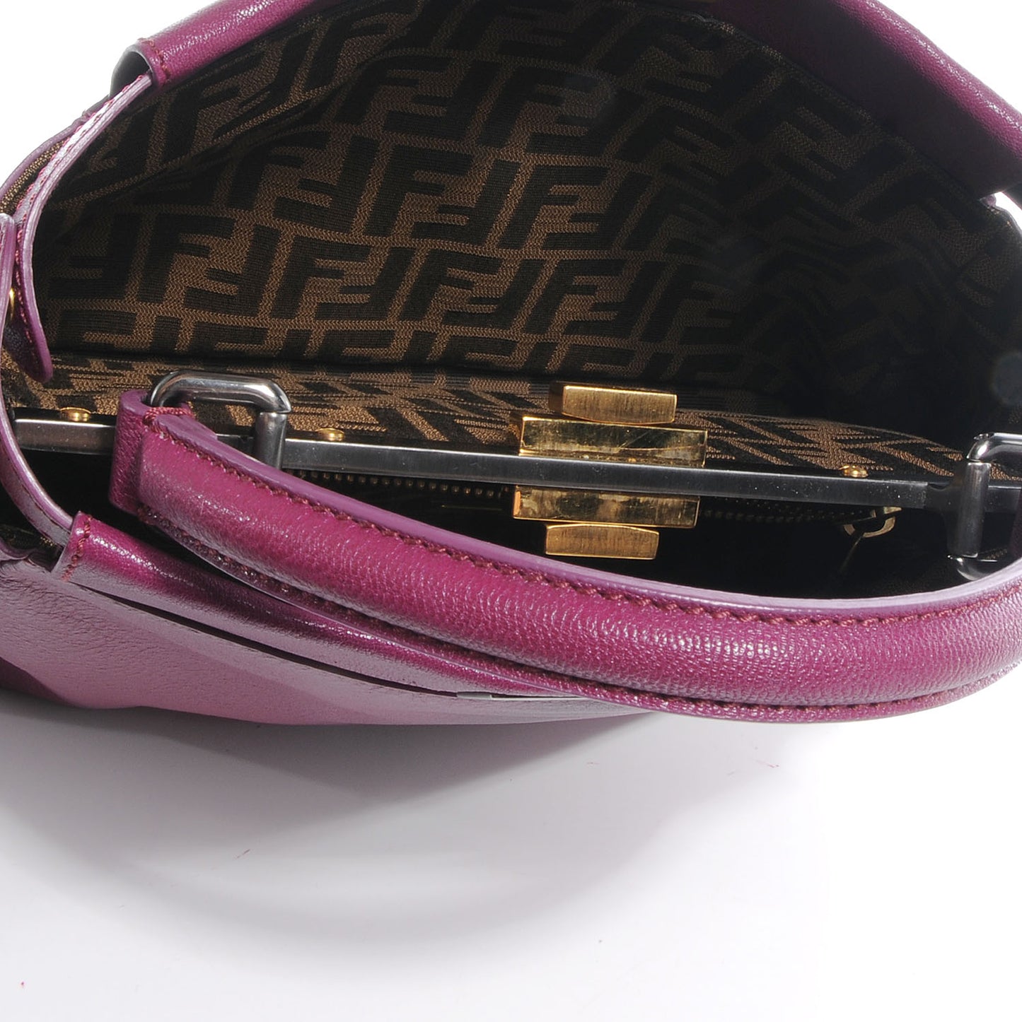 Goatskin Zucca Medium Peekaboo Iconic Satchel Ciclamino Tobacco Moro