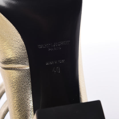 Saint Laurent Metallic Calfskin Babies Ankle Strap Pumps 40 Platino 8 of 11