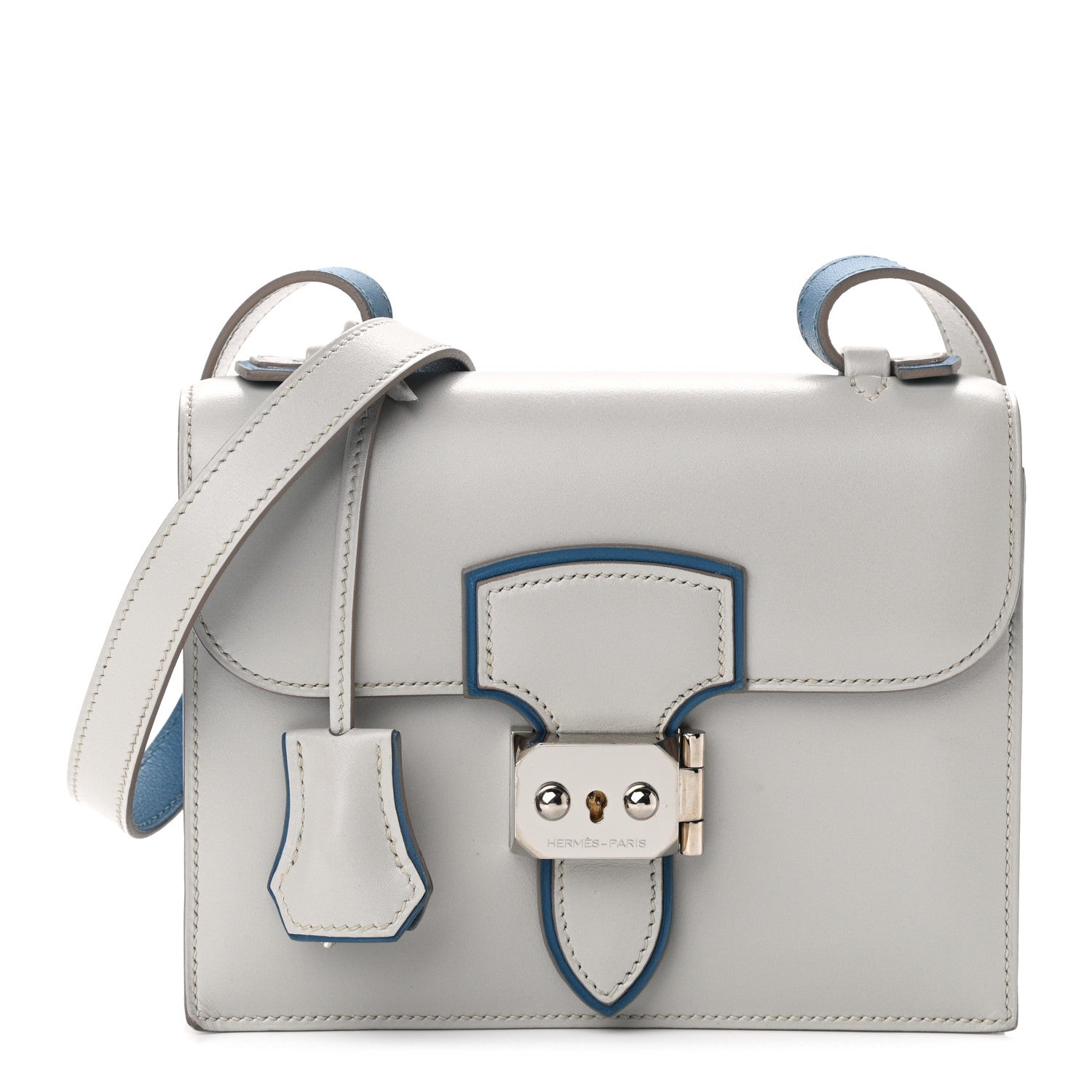 Hermes Tadelakt Chevre Mysore Mini Illico Gris Perle Bleu Izmir 1 of 11