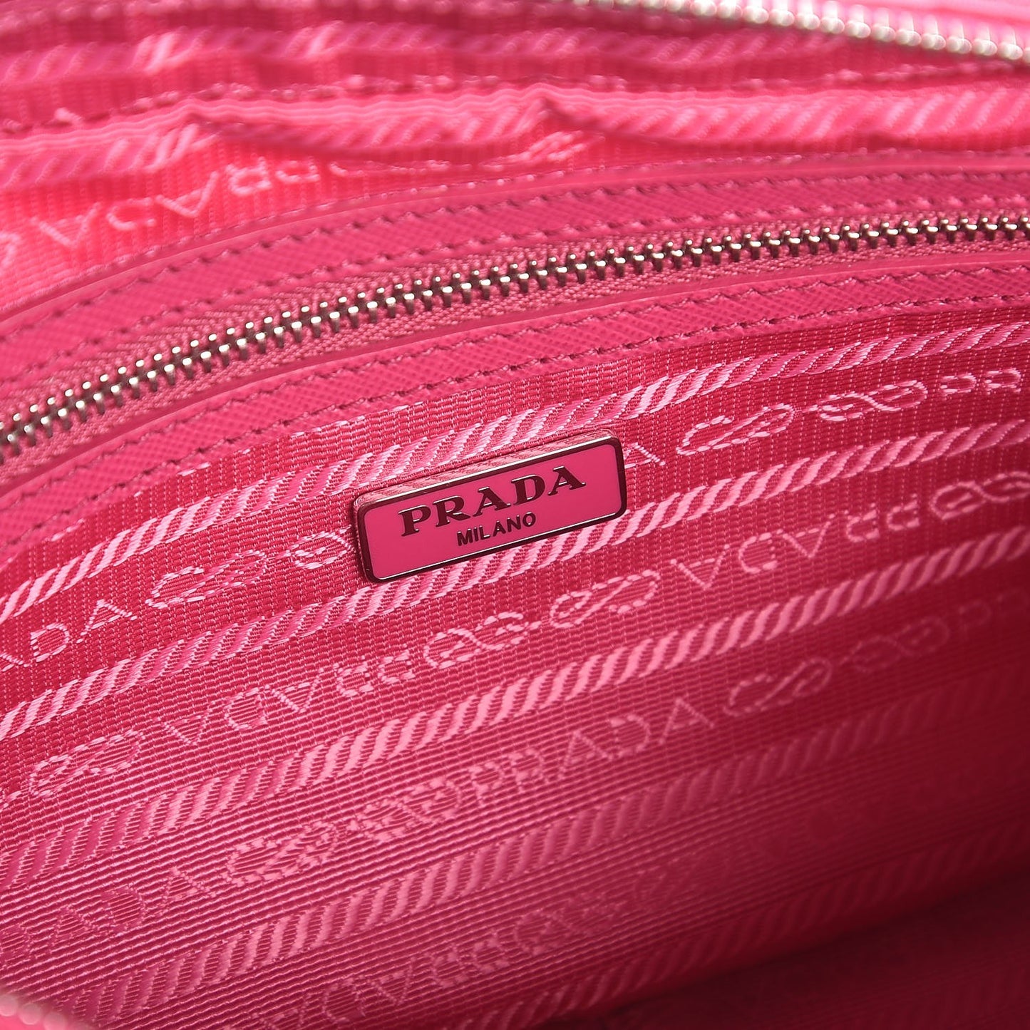 Nylon Saffiano Vela Double Zip Crossbody Bag Fuxia