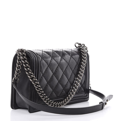 Chanel Calfskin Quilted Double Stitch New Medium Boy Flap Black 3 of 14