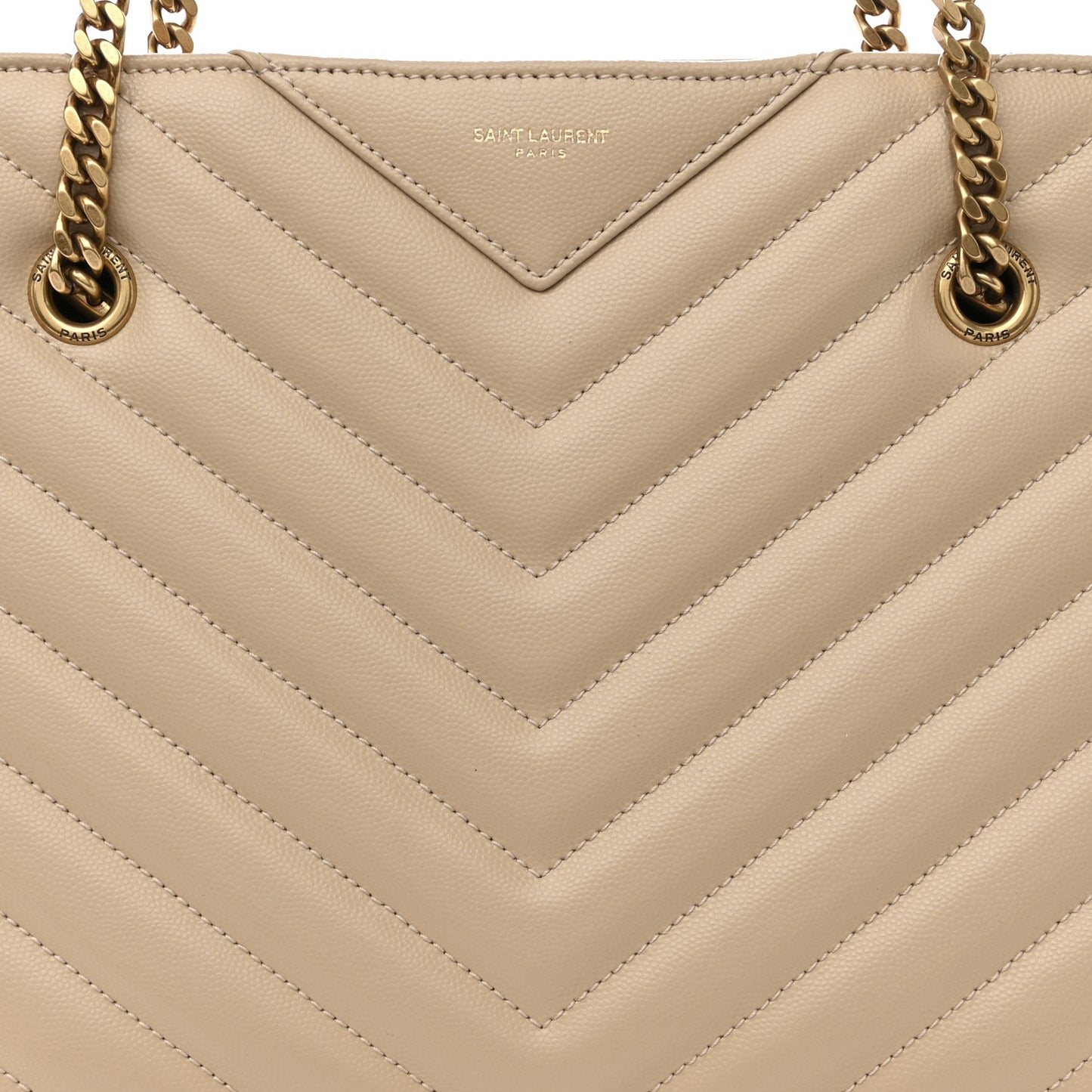 Grain De Poudre Matelasse Chevron Small Tribeca Shopping Bag Beige