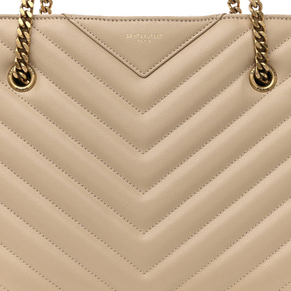 Saint Laurent Grain De Poudre Matelasse Chevron Small Tribeca Shopping Bag Beige 9 of 12