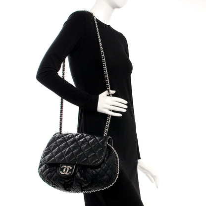 Chanel Washed Lambskin Quilted Large Chain Around Messenger Black 2 of 10