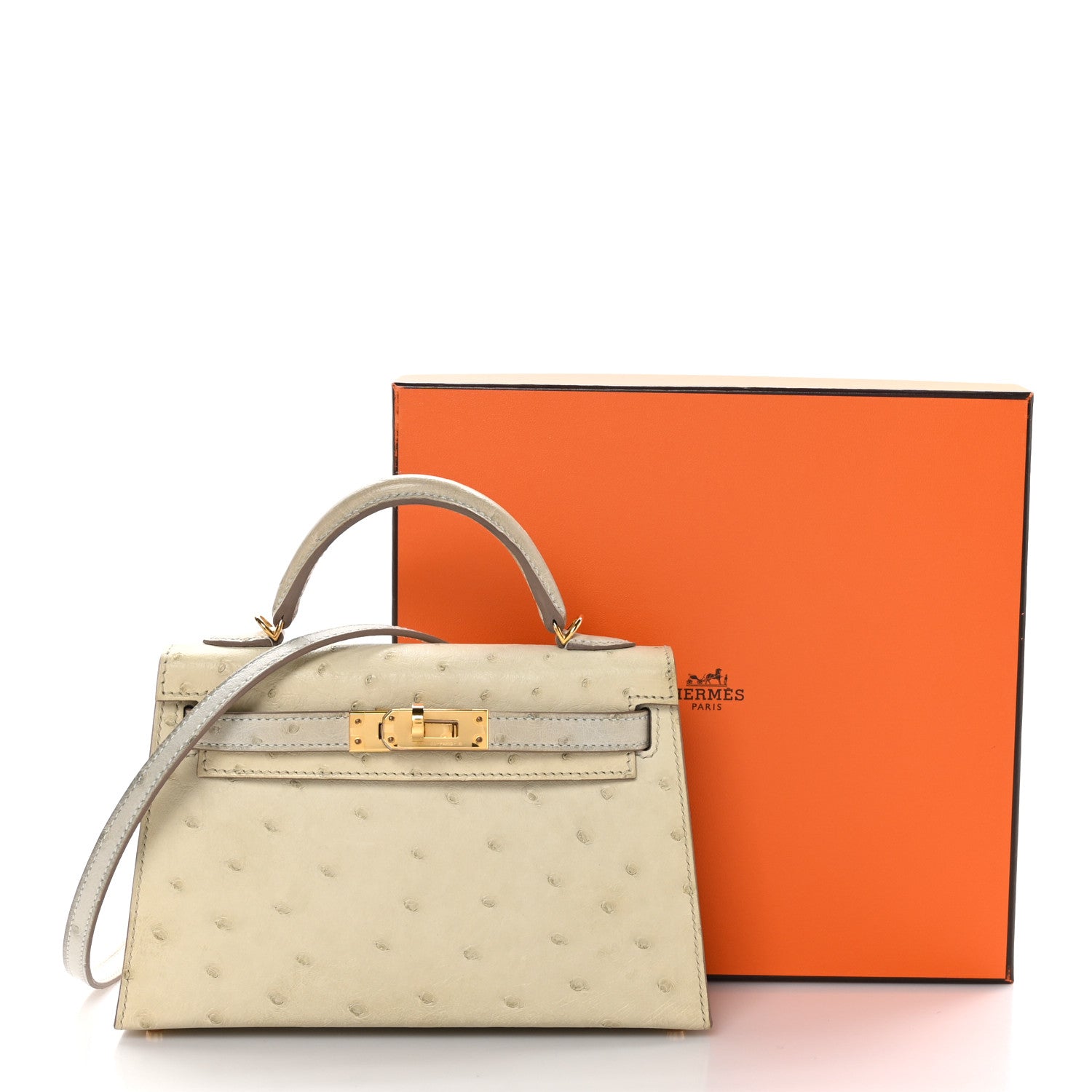 Hermes Ostrich Horseshoe Kelly Sellier Mini 20 Parchemin 11 of 11