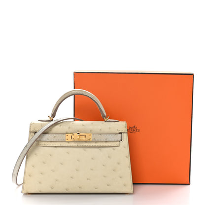 Hermes Ostrich Horseshoe Kelly Sellier Mini 20 Parchemin 11 of 11