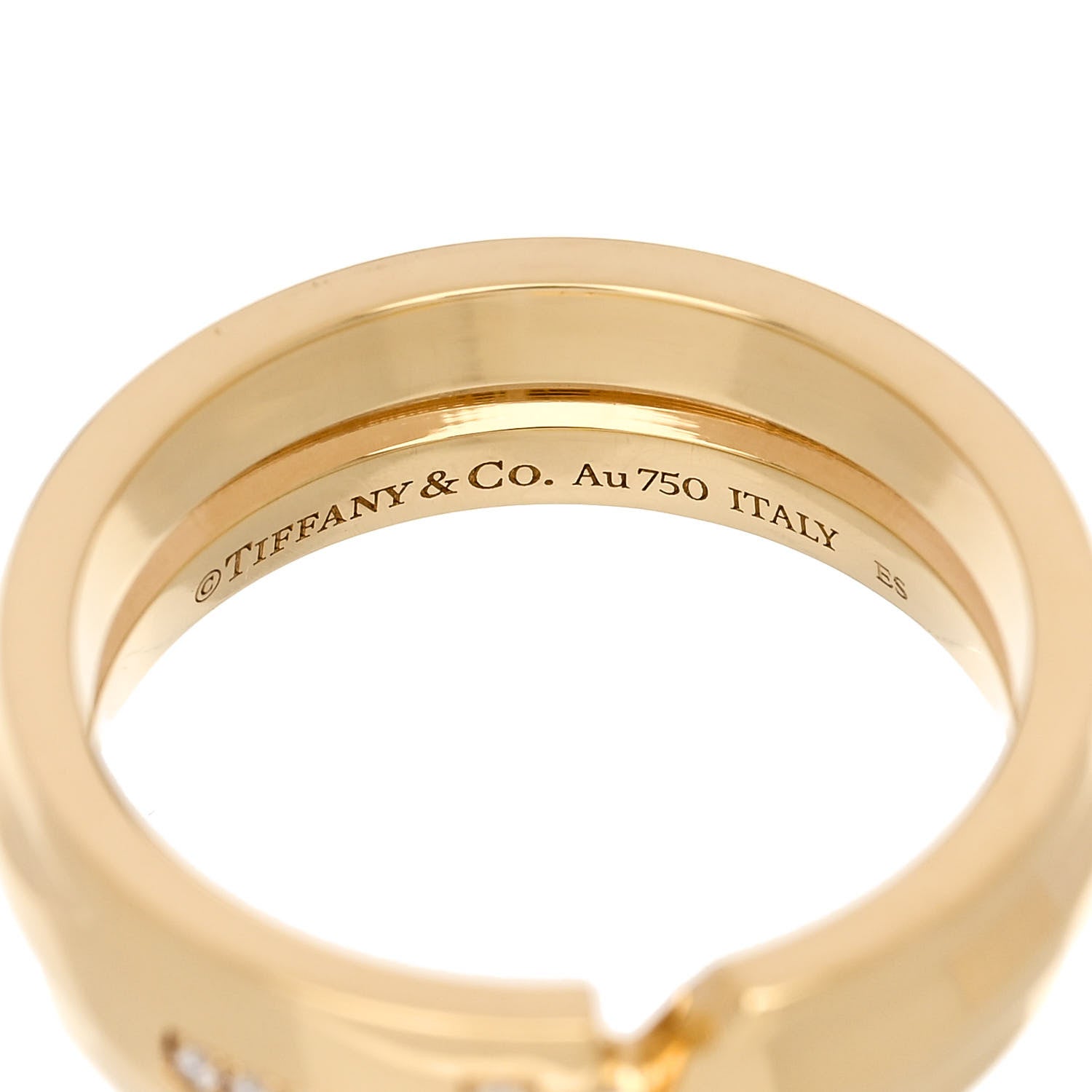 Tiffany 18K Yellow Gold Diamond Modern Keys Ring 50 5.5 4 of 5