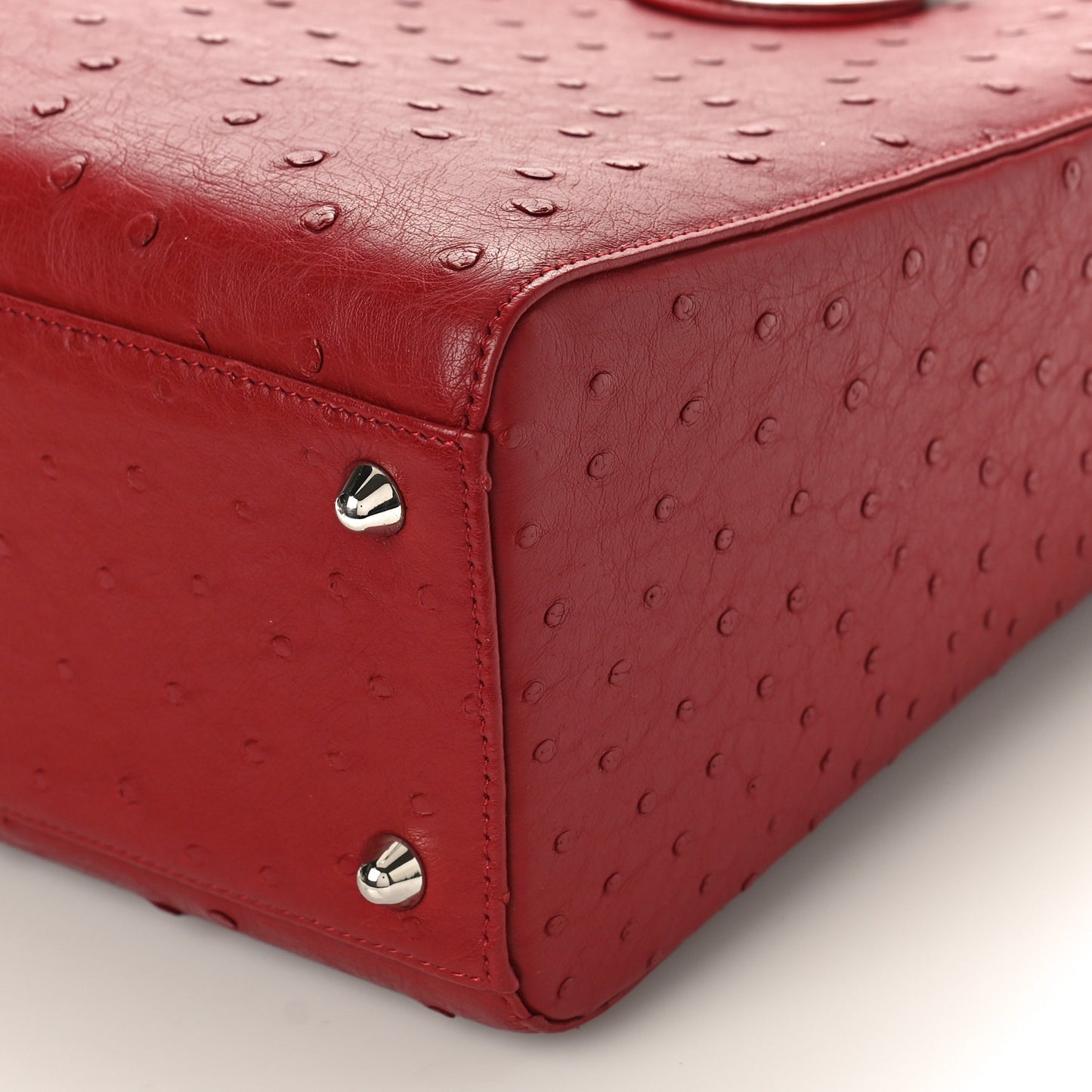 Ostrich Large Lady Dior Dark Brick