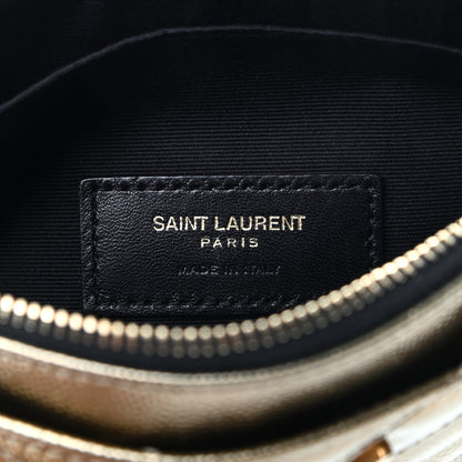 Saint Laurent Iridescent Grain De Poudre Matelasse Chevron Monogram Bill Pouch Gold 6 of 8