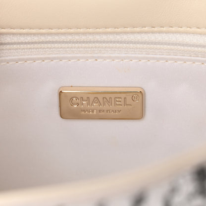 Chanel Sequin Logo Mini Rectangular Flap White Black 6 of 10