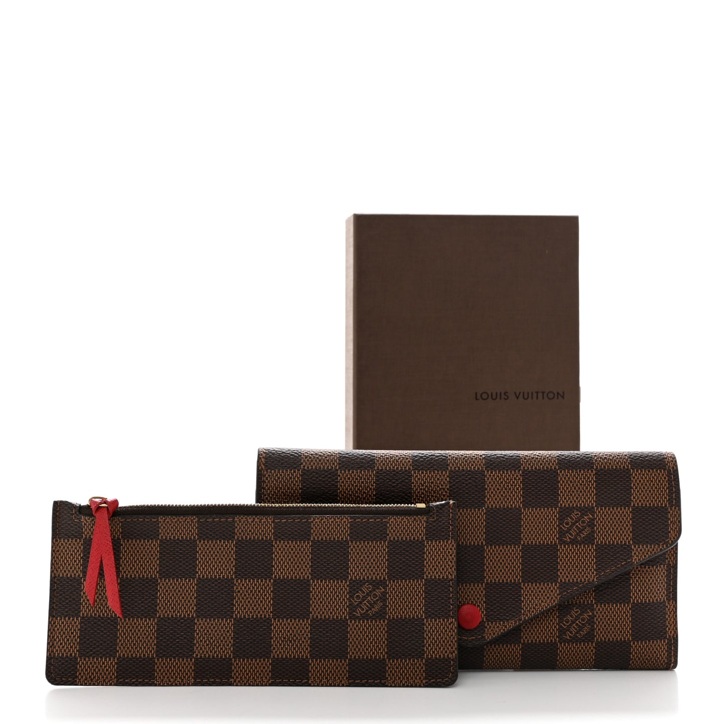 LOUIS VUITTON Damier Ebene Josephine Wallet Red