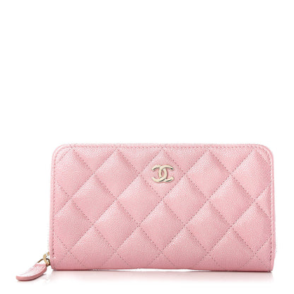 Chanel Iridescent Caviar Quilted Medium Zip Around Wallet Pink 1 of 9