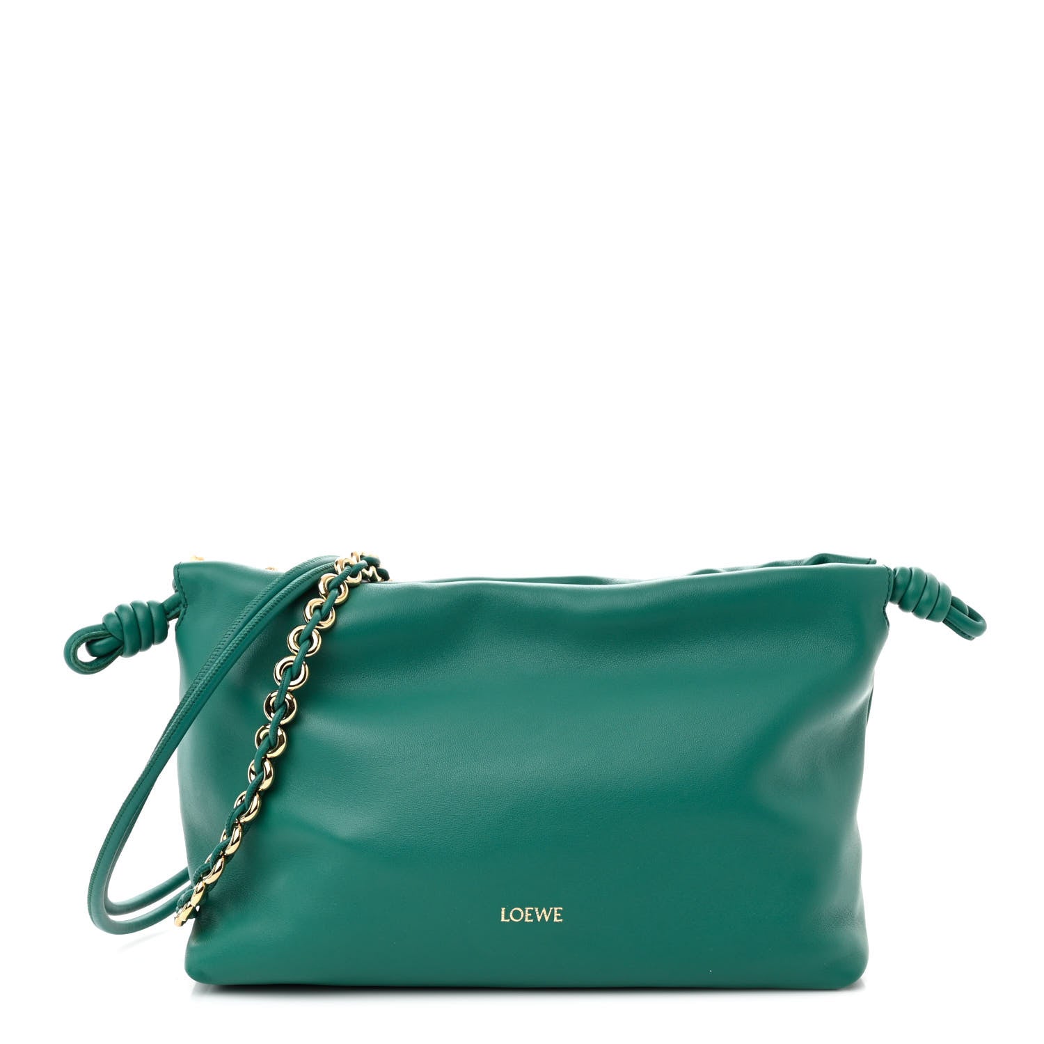 Loewe Mellow Nappa Medium Donut Chain Flamenco Knot Clutch Emerald Green 1 of 10