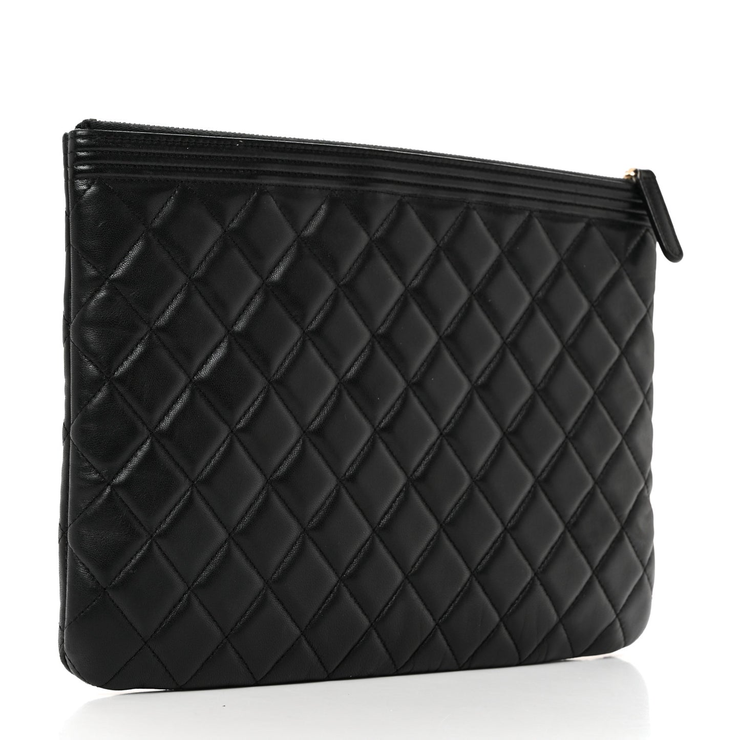 Lambskin Quilted Medium Boy Cosmetic Case Black
