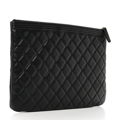 Chanel Lambskin Quilted Medium Boy Cosmetic Case Black 4 of 8