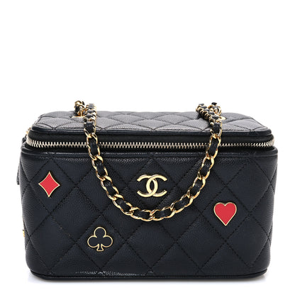 Chanel Caviar Quilted Enamel Coco Casino Small Vanity Case With Chain Black 1 of 11