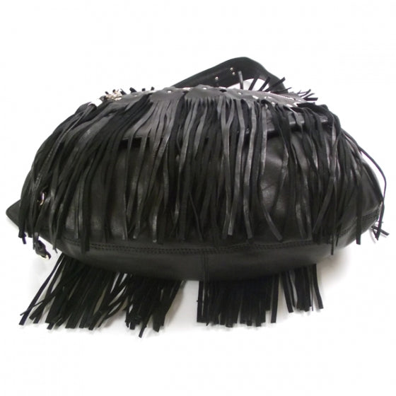 Jimmy Choo Leather Diane Kid Fringe Hobo Black 4 of 9