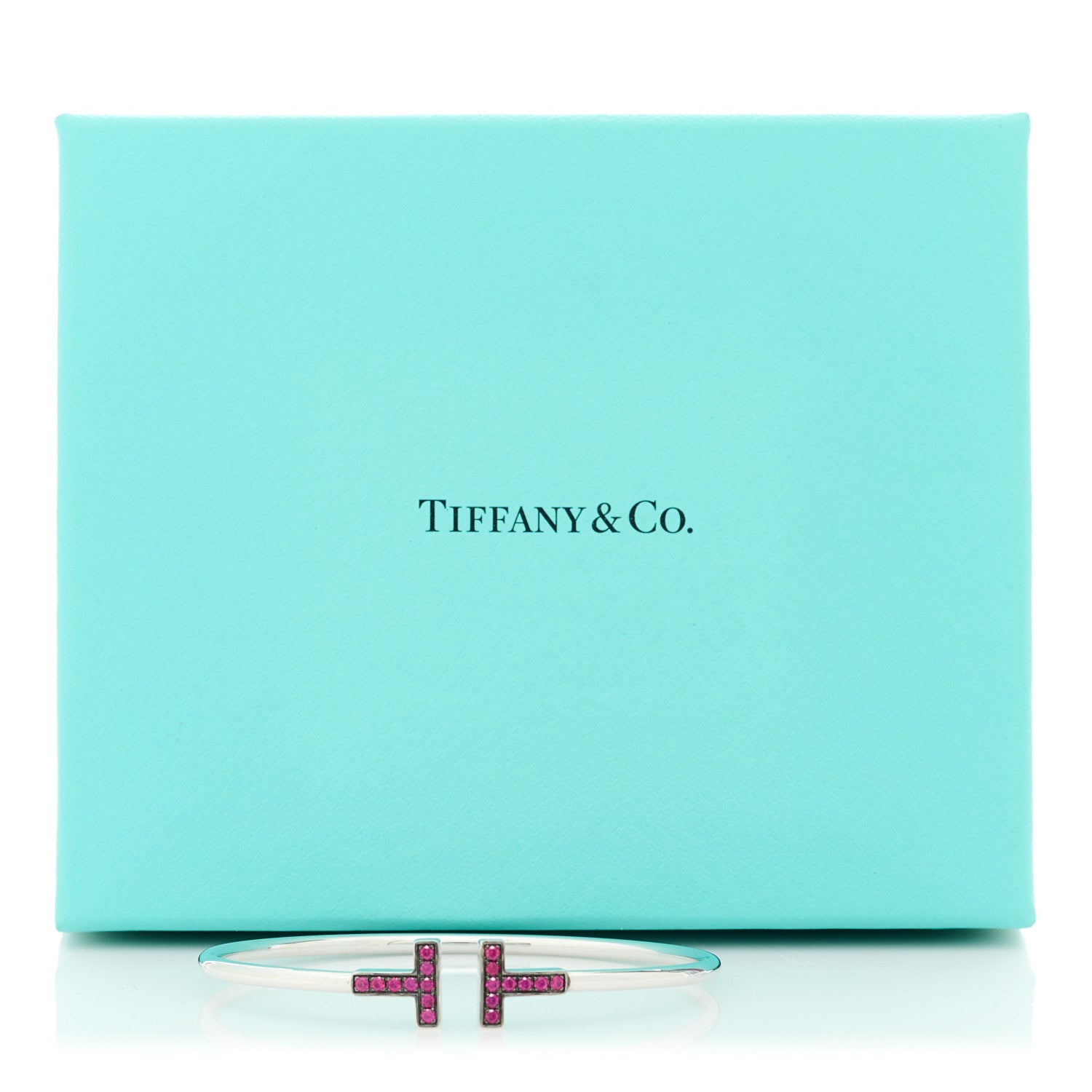 Tiffany 18K White Gold Ruby T Wire Bracelet 4 of 4