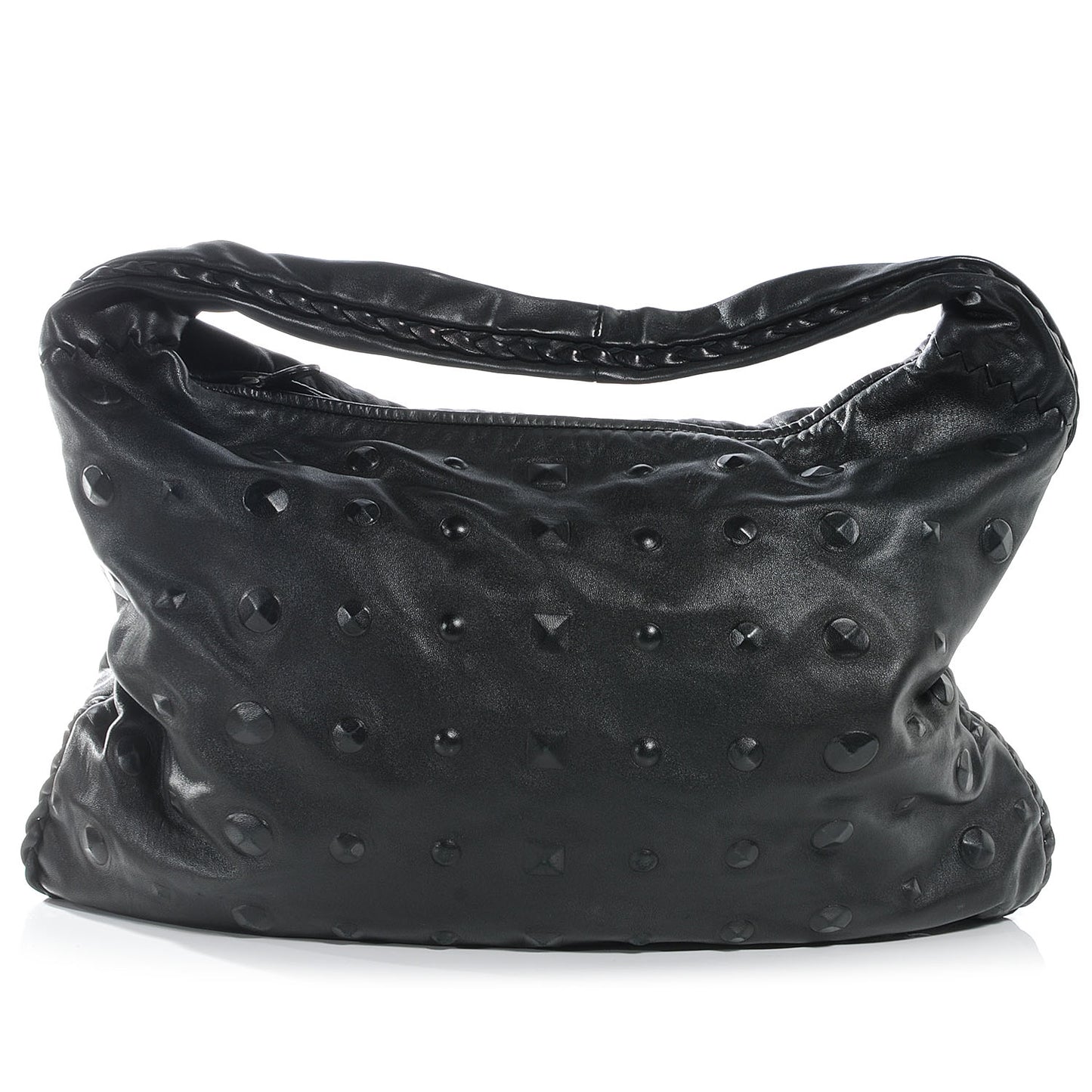 Nappa Intrecciato Studded Hobo Nero