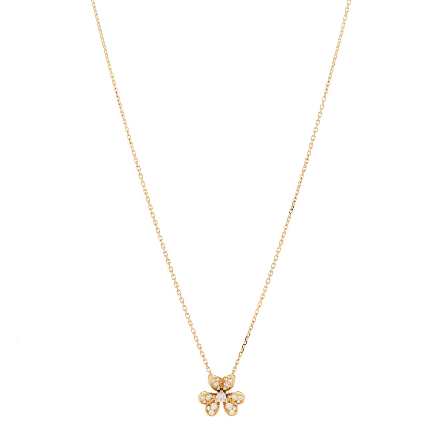 18K Yellow Gold Diamond Mini Frivole Pendant Pave Necklace