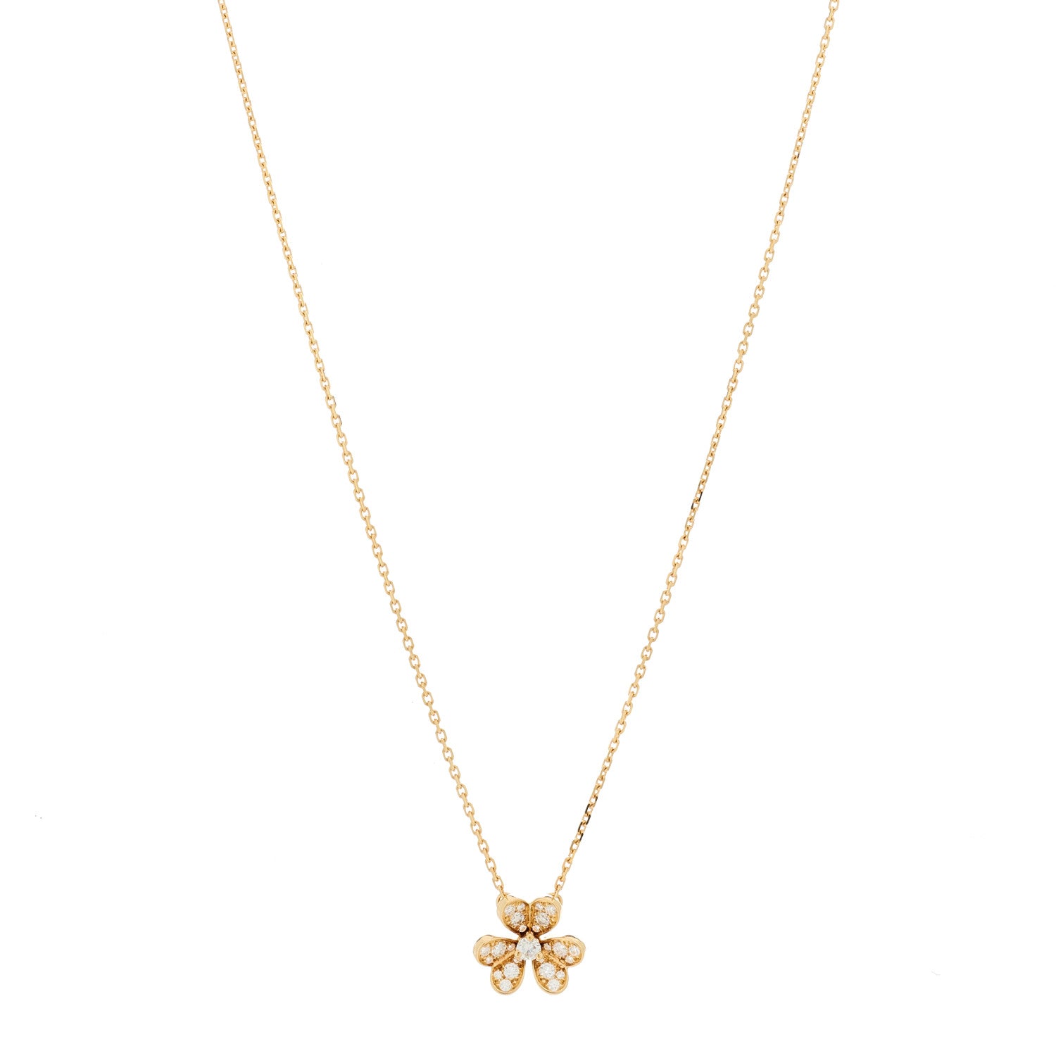 Van Cleef & Arpels 18K Yellow Gold Diamond Mini Frivole Pendant Pave Necklace 1 of 5
