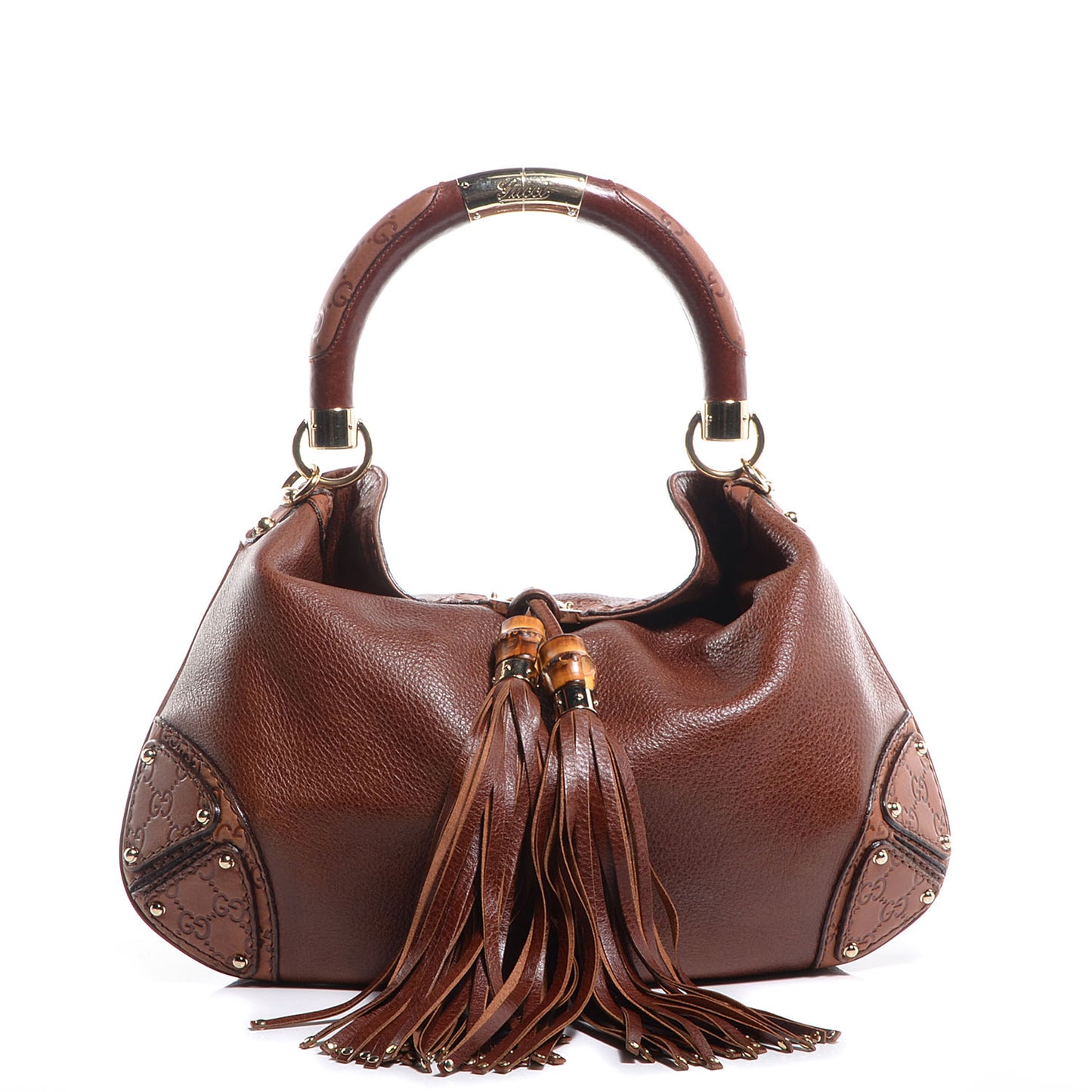 Leather Guccissima Medium Indy Top Handle Bag Brown