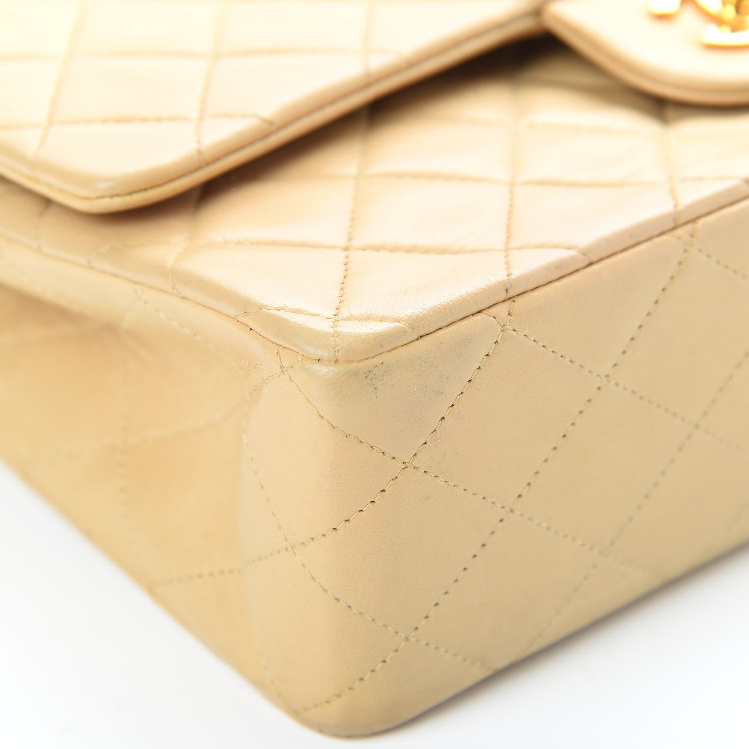 Chanel Lambskin Quilted Medium Double Flap Beige 9 of 17