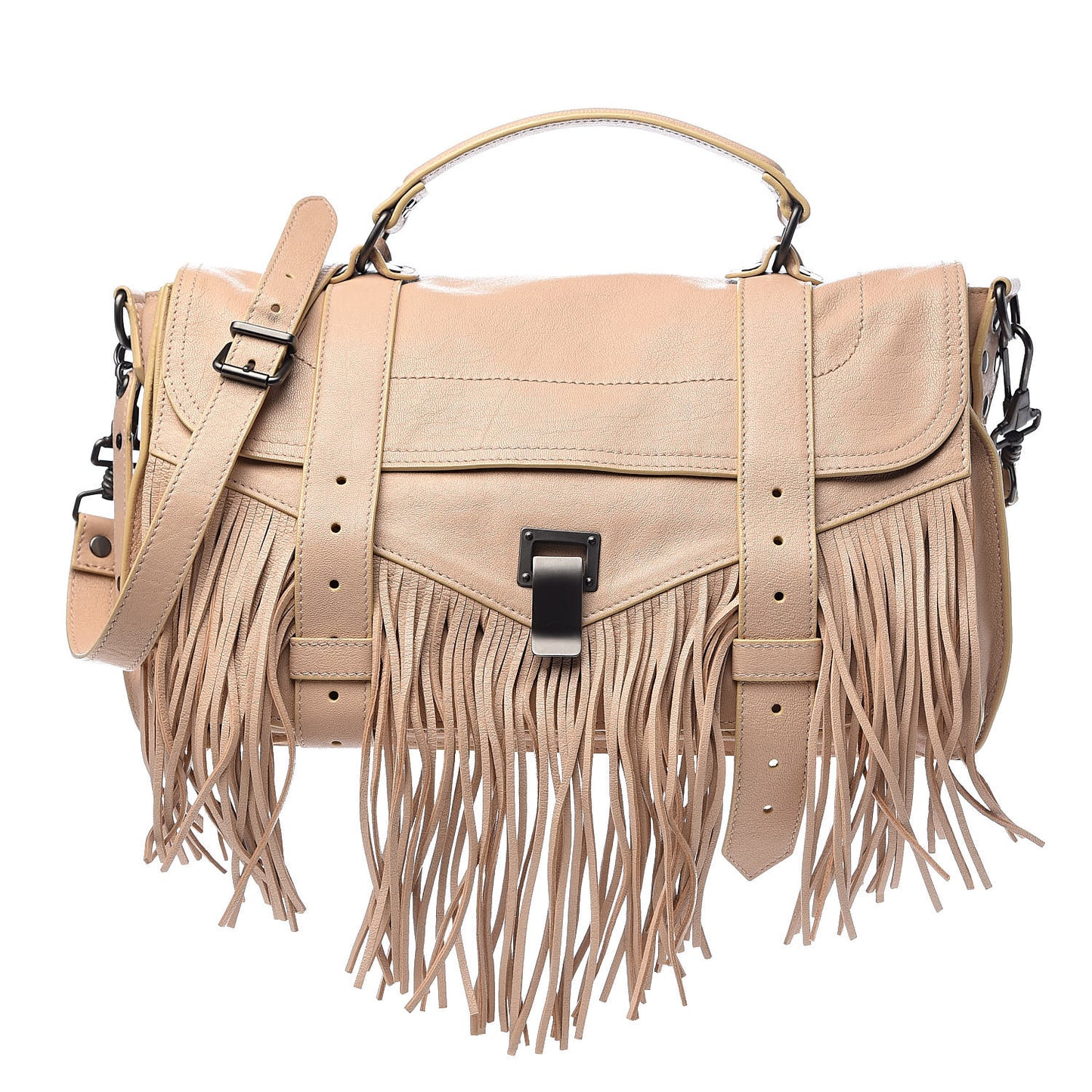 Lambskin Fringe Medium PS1 Satchel Nude