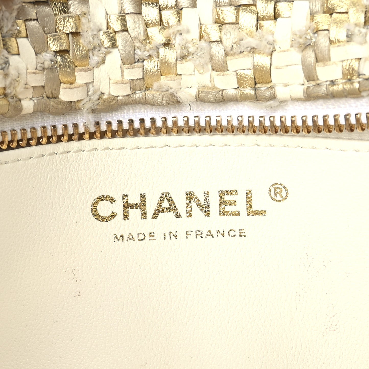 Metallic Lambskin Viscose Woven Small Camera Case White Gold