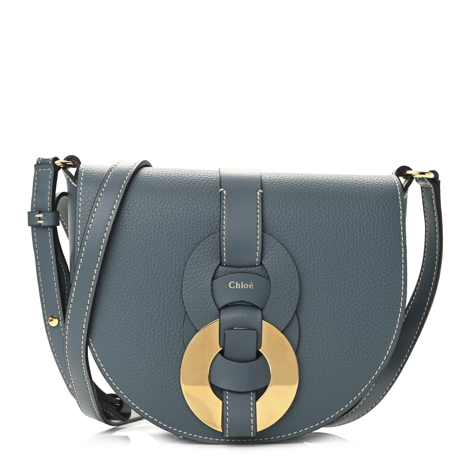 Chloe Grained Calfskin Small Darryl Saddle Crossbody Bag Mirage Blue 1 of 9