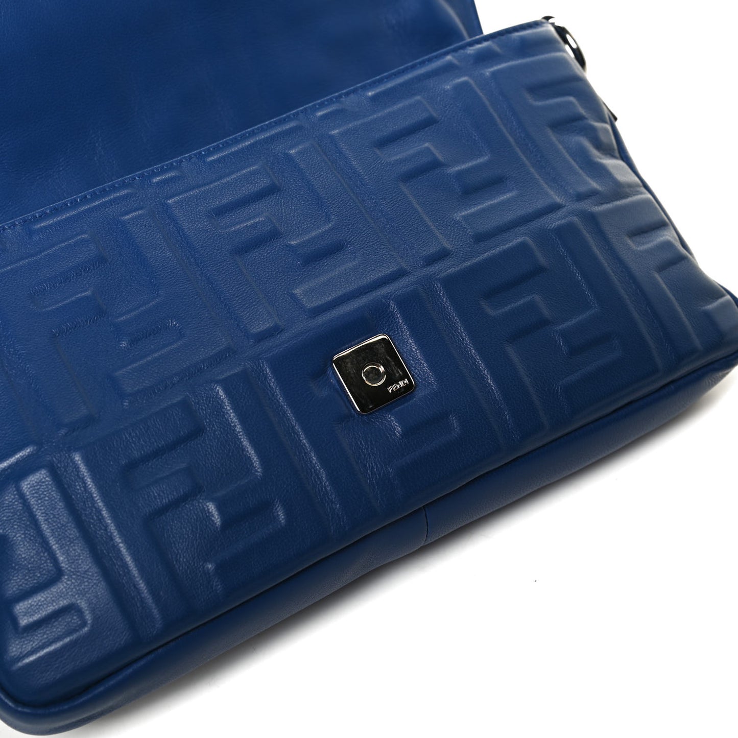 Nappa FF 1974 Embossed Belt Baguette Bag Blue Neon