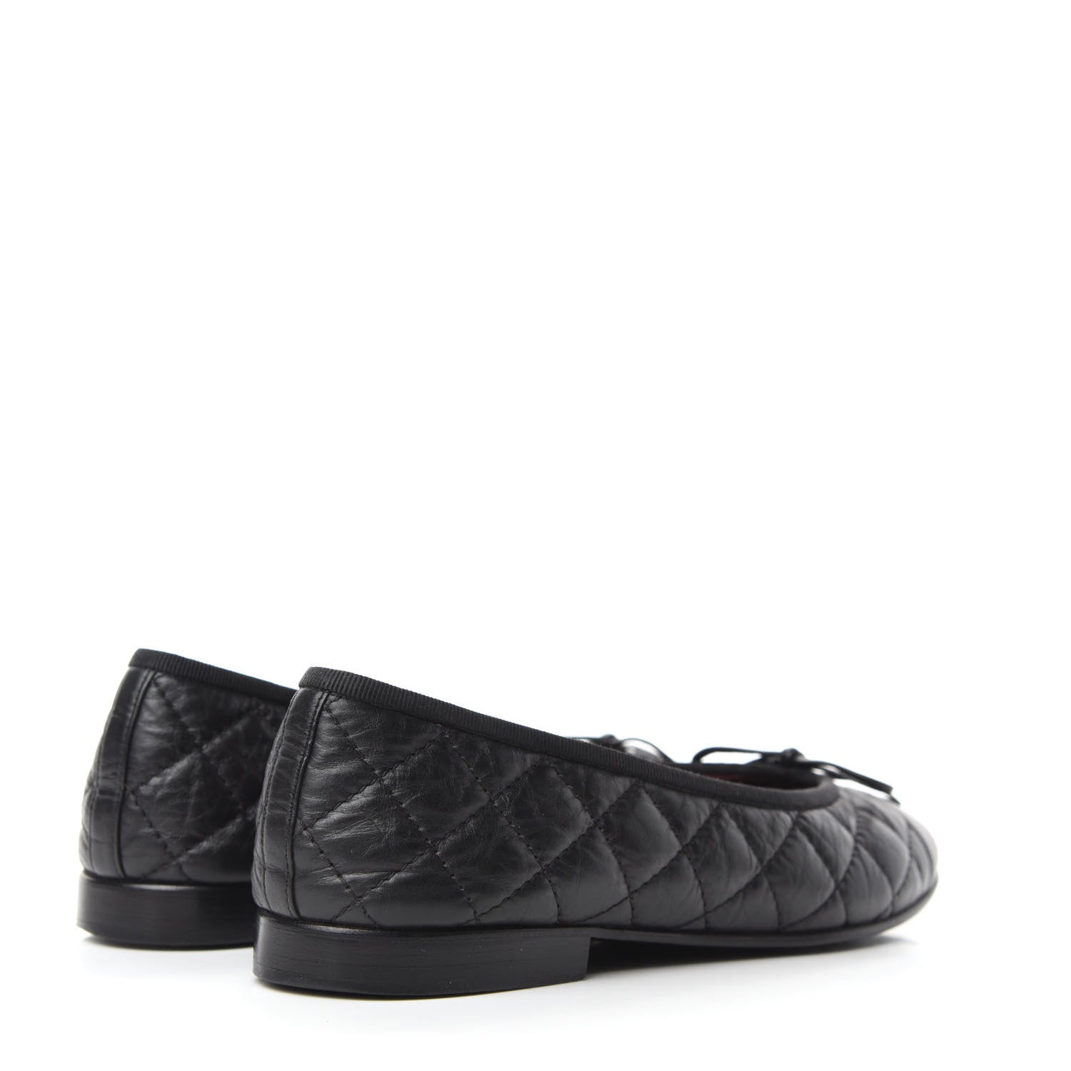 Chanel Aged Calfskin Quilted Cap Toe Ballerina Flats 37 Black 4 of 11
