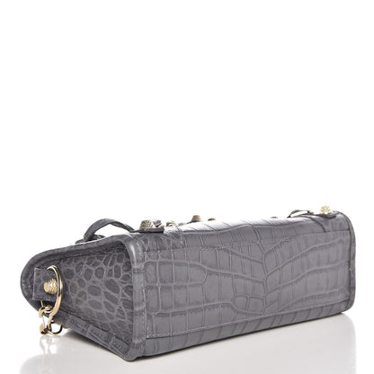 Balenciaga Calfskin Crocodile Embossed Giant 12 Gold Hardware Mini City Gris Beton 5 of 9