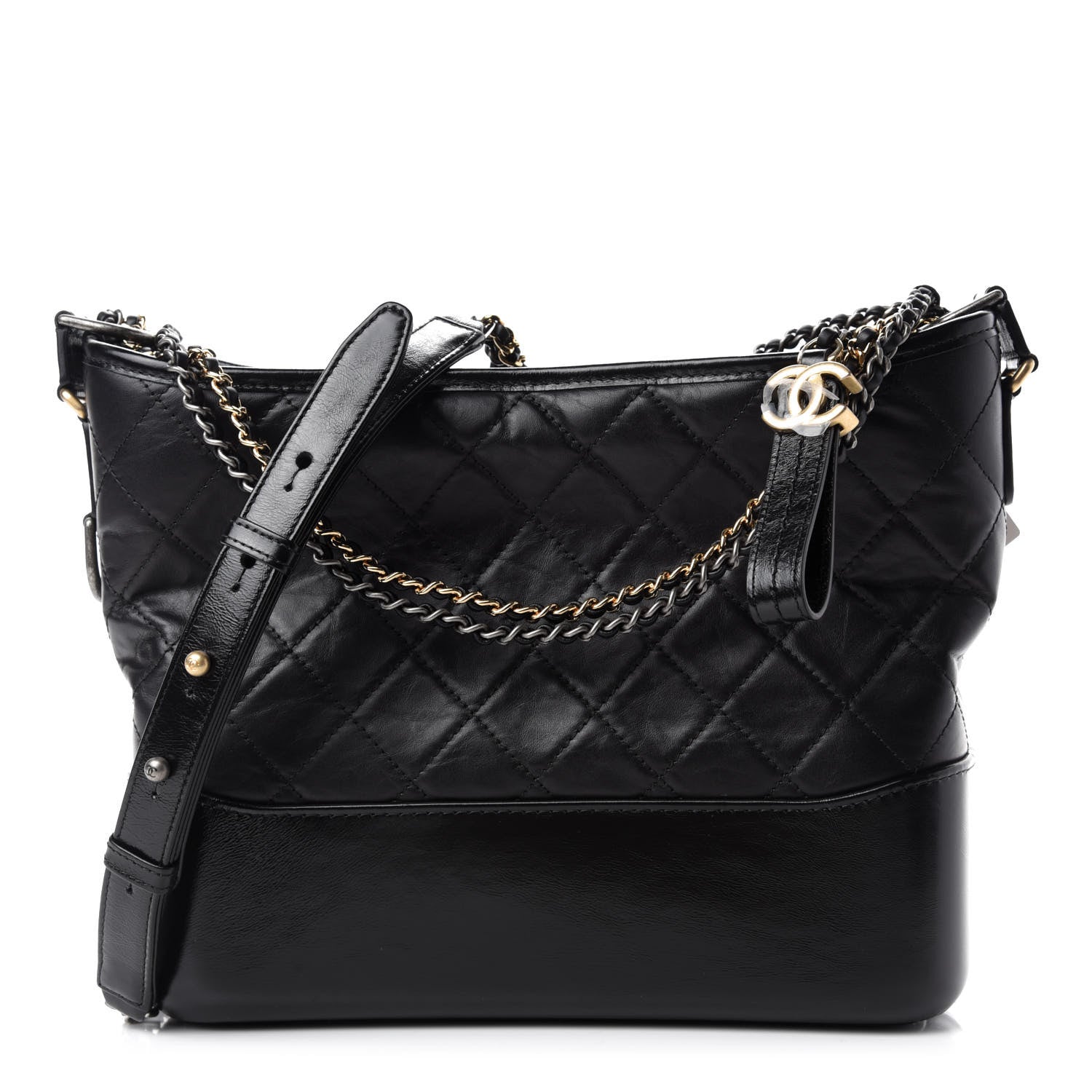 Chanel Aged Calfskin Quilted Medium Gabrielle Hobo Black 1 of 11
