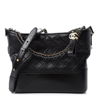 Chanel Aged Calfskin Quilted Medium Gabrielle Hobo Black 1 of 11