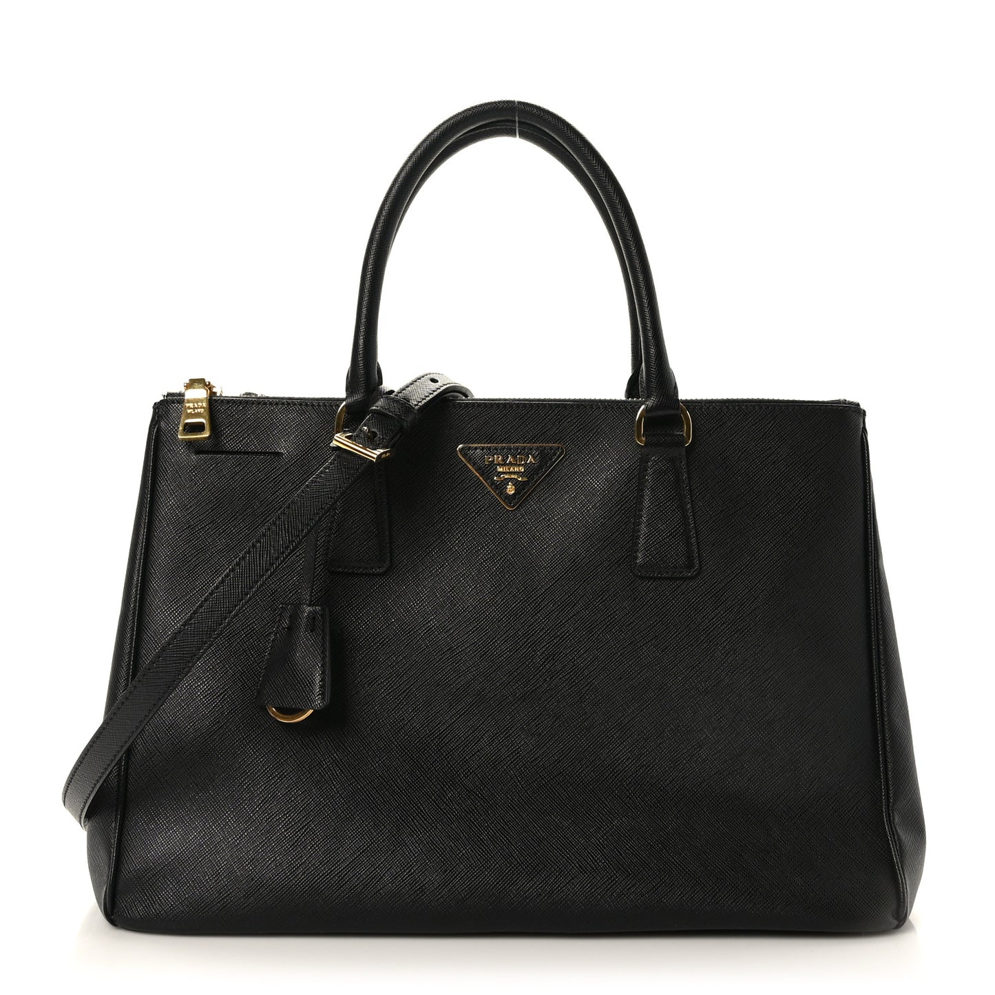 Saffiano Medium Galleria Double Zip Tote Black