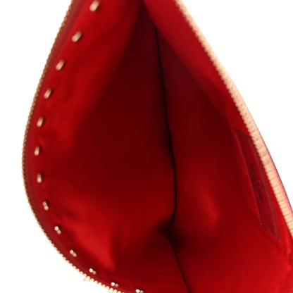Valentino Garavani Vitello Monochrome Large Rockstud Zip Pouch Red 5 of 7