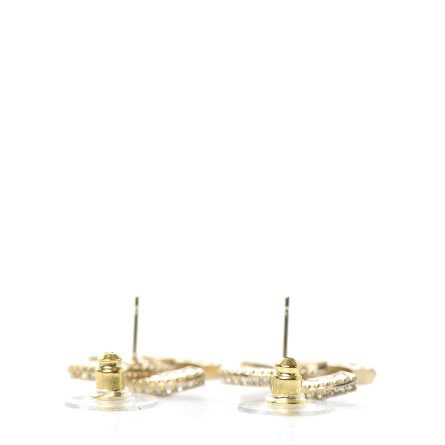 Chanel Crystal Timeless CC Earrings Light Gold 4 of 5