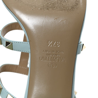 Valentino Garavani Calfskin Nappa Rockstud 60mm Caged Slide Sandals 37.5 Light Blue 7 of 9