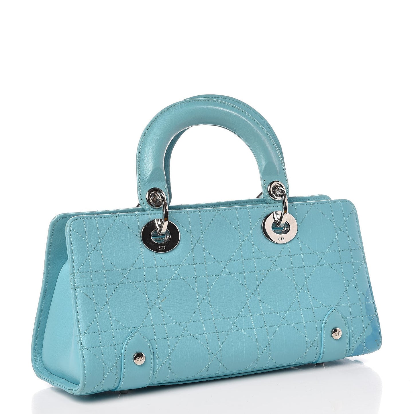 Calfskin Cannage Stitched Small East West Lady Dior Light Blue