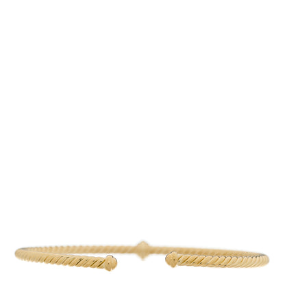 David Yurman 18K Yellow Gold Diamond 3mm Cablespira Single Station Bracelet 2 of 4