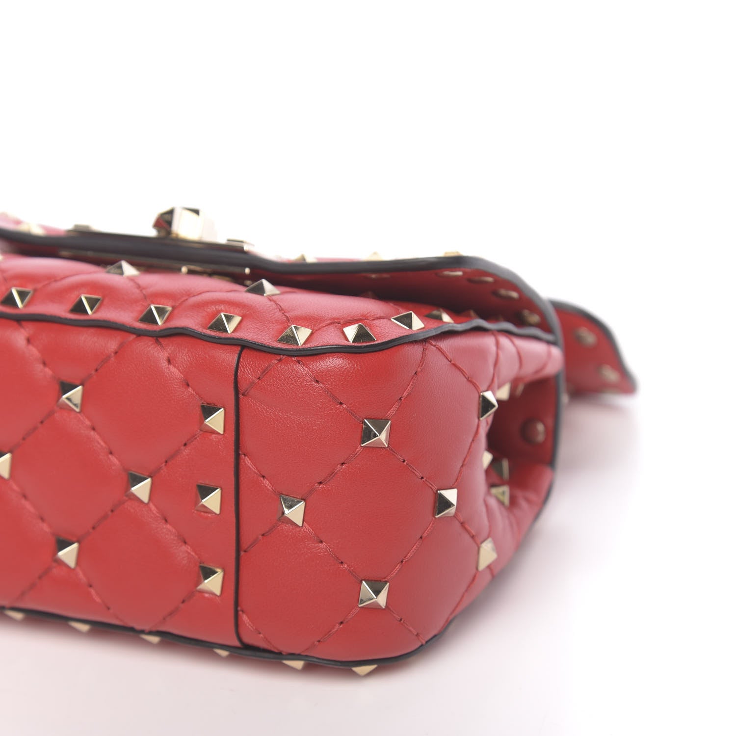 Valentino Garavani Lambskin Micro Rockstud Spike Shoulder Bag Red 8 of 9