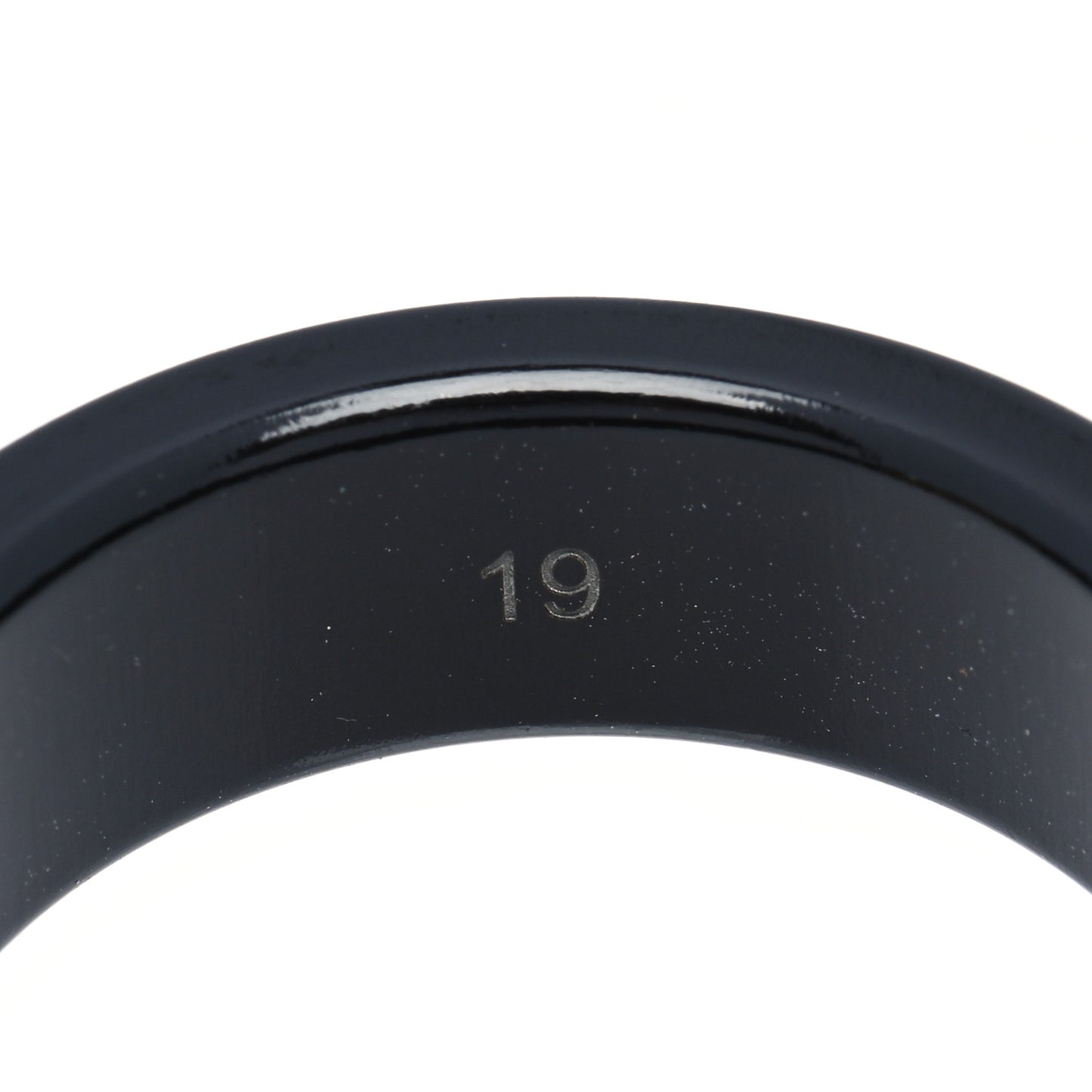 18K Yellow Gold Ceramic Topaz Icon Band Ring 59 8.75 Black