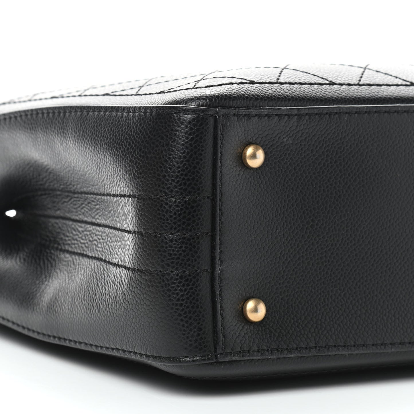 Bullskin Stitched Bi-Color Medium Shopping Tote Black