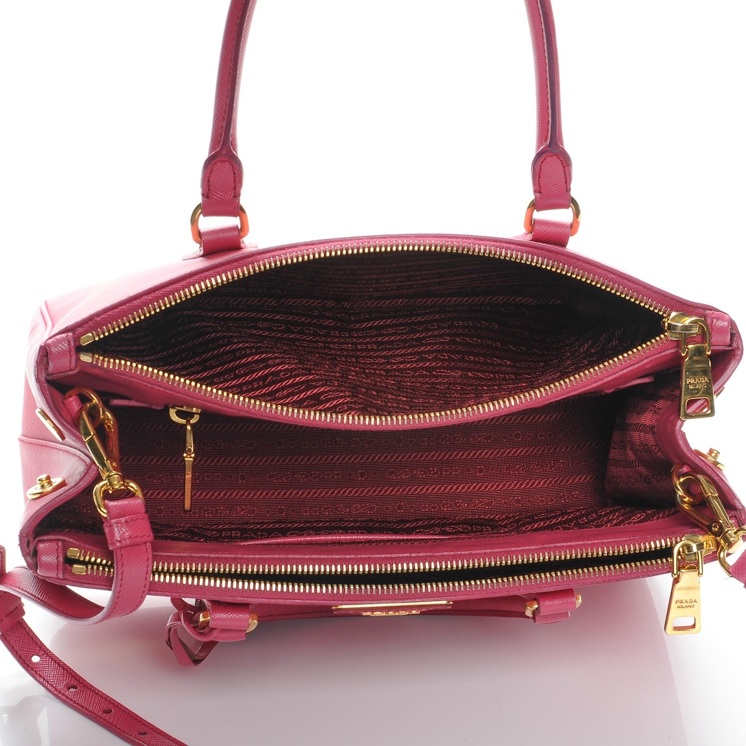 Prada Saffiano Small Galleria Double Zip Tote Peonia 5 of 19