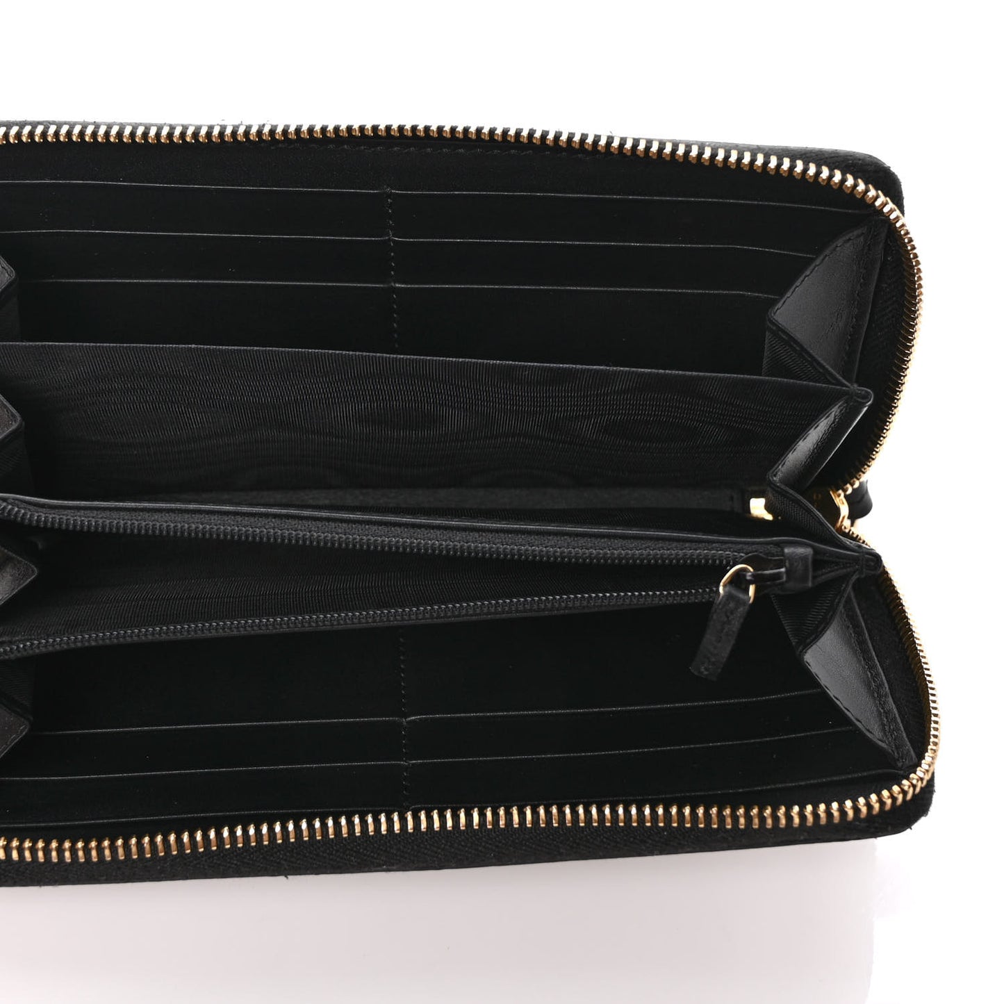 GG Supreme Monogram Moon Calfskin Zip Around Wallet Beige Ebony Black
